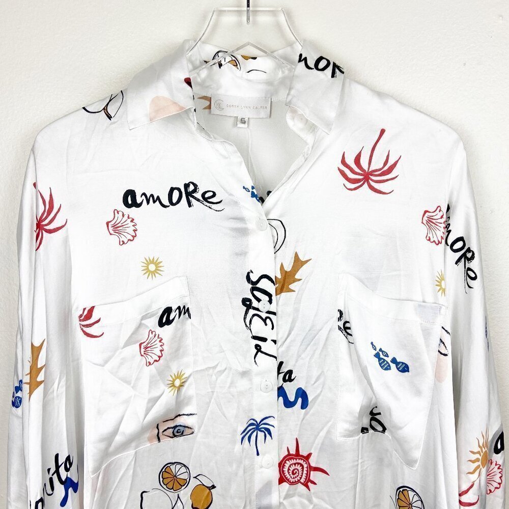 COREY LYNN CALTER | Long-Sleeve Printed Mini Shirt Dress from Anthropologie NWT - Picture 7 of 12